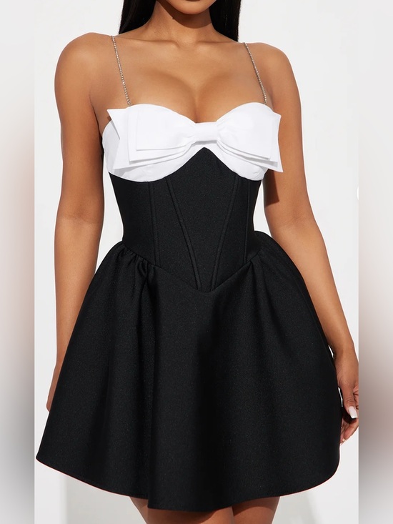 Fashion Nova Dresses & Skirts - Fashion Nova Black Dress with White Bow Bust